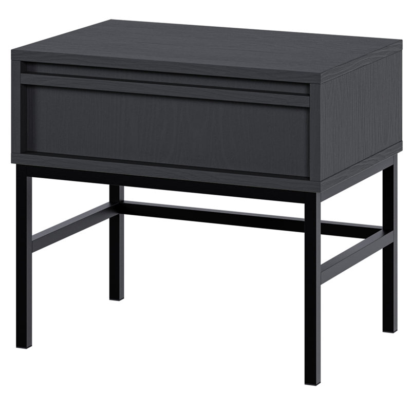 Bannie 50cm W Metal Bedside Table, Black