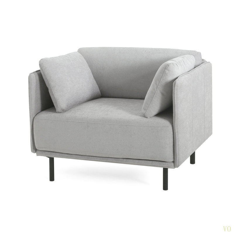 Méridienne de 39 po d'époque avec revêtement en polyester, structure en bois massif et pieds en acier, sièges d'appoint confortables pour le salon, la chambre à coucher ou le bureau