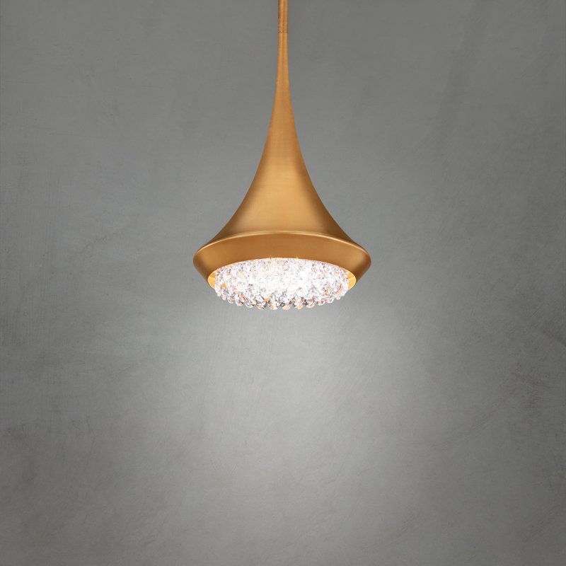 1 - Light LED Pendant, 12" H x 8" W x 8" D, Heirloom Gold