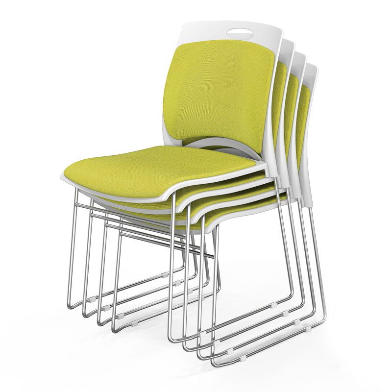 Tabouret empilable 4 pièces avec coussin de siège noir 4 pièces, Noir