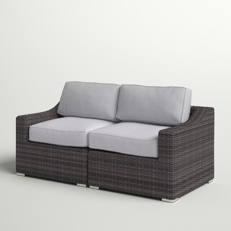 Dayse Fully Assembled 66" Wide Outdoor Wicker Loveseat with Cushions, Espresso