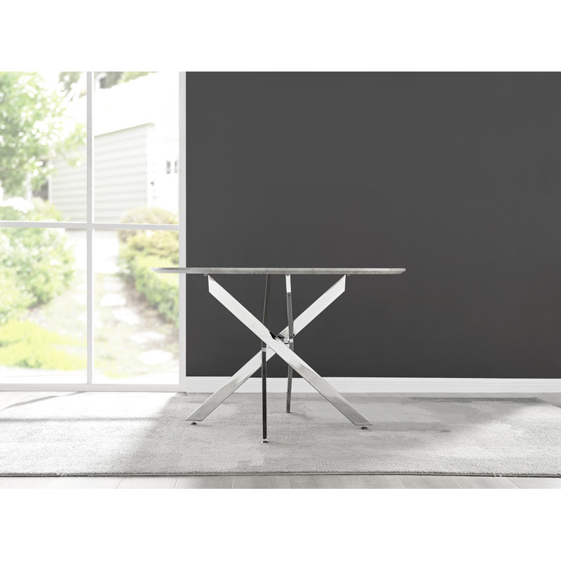 4 - Person Dining Set, Yellow/Silver, 75cm H x 100cm W x 100cm L