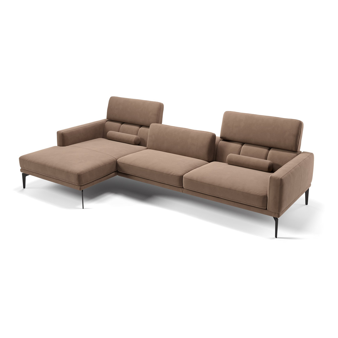 Perspections Stoff Ecksofa Czupka Cognac Links mit Funktionen