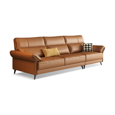 Orange Genuine Leather Modular Sofa cushion couch
