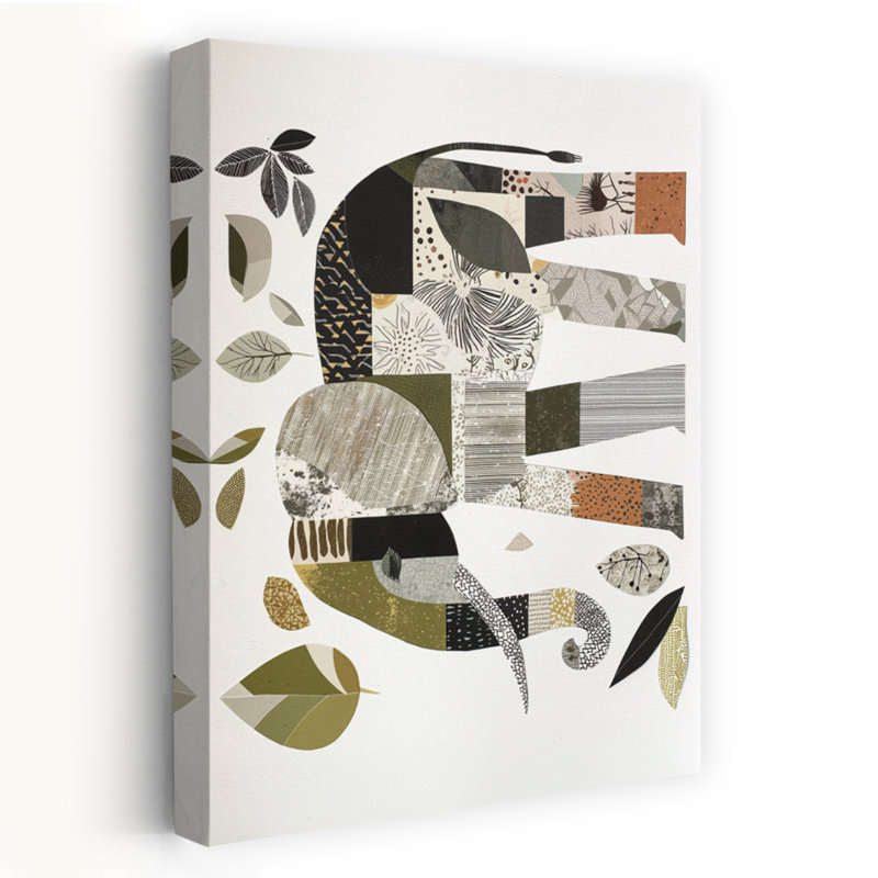 Abstract Elephant Collage Abstract Modern Landscape Nature Wall Art Print 1 Piece Wrapped Canvas Wall Art