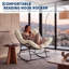 Fauteuil à bascule Papasan surdimensionné en forme d'œuf, capacité de 204 kg, pivotant, coussin épais, beige, idéal pour terrasse, porche et balcon.-577828792