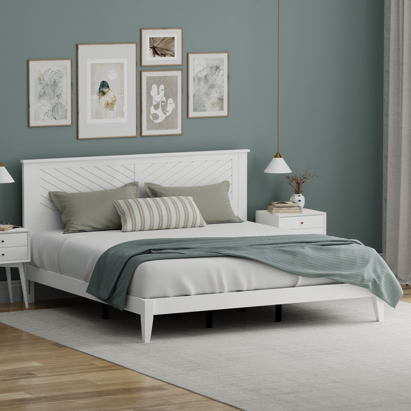 Palmdale Solid Wood Platform Bed, White, King