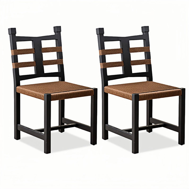 Chaise d'appoint noire à dossier solide (ensemble de 2)