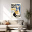 Affiche murale représentant un chat lisant, style classique moderne rétro du milieu du siècle.-1231082219