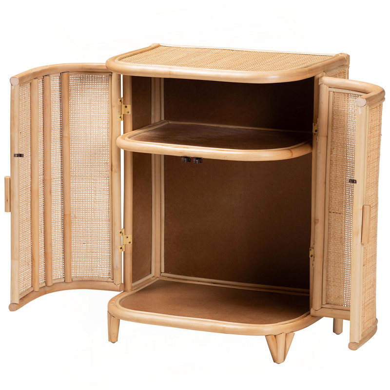 Armoire de rangement bohémienne en rotin naturel