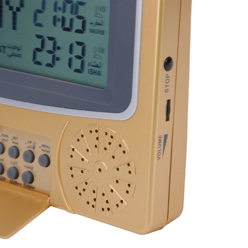 Réveil de table automatique islamique numérique doré