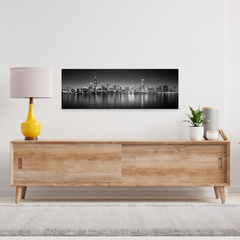 Reflet de gratte-ciels dans un lac, lac Michigan, composite numérique, Chicago, Cook County, Illinois, États-Unis, Abstract Contemporary Architecture City ...