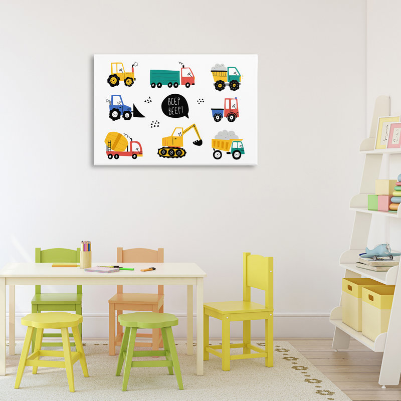 Toile de véhicules de construction Beep, conception par Creative Studio, H 20 po x l 30 po