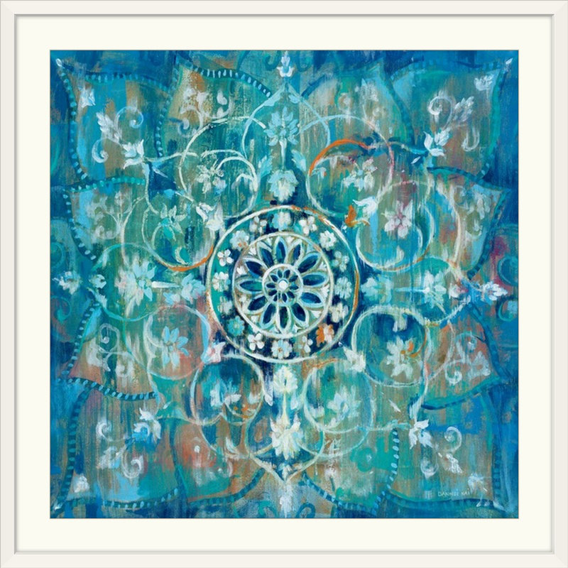 «Mandala in Blue I» Danhui Nai, reproduction d'art, H 32 po x l 32 po x P 1 po, Cadre blanc