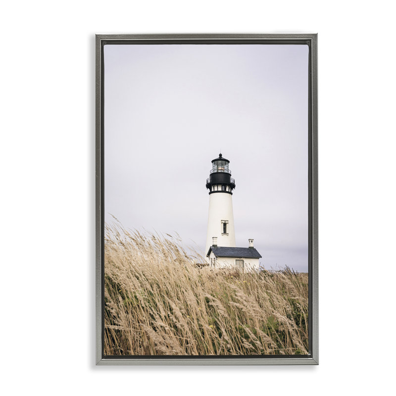Toile flottante encadrée Peaceful L Phare, Cadre flottant gris lustré, H 31 po x l 21 po