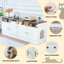 Meuble de 63 po pour grand litière pour chat, meuble télé convertible 2-en-1 avec prise de courant, fond coulissant pour un nettoyage facile, armoire pour chat pour 2 chats, noyer-296030948