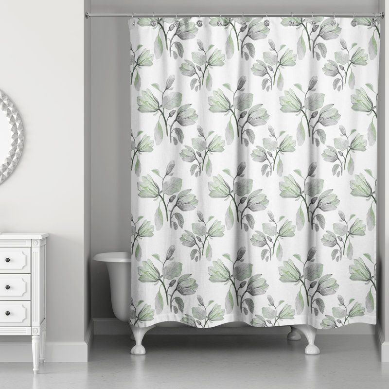 Rideau de douche simple à motif floral, Vert