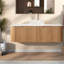 Meuble-lavabo flottant moderne de 48 po avec rangement, conception en bois et verre