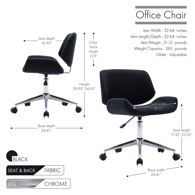 Chaise de bureau Amaka, Noir