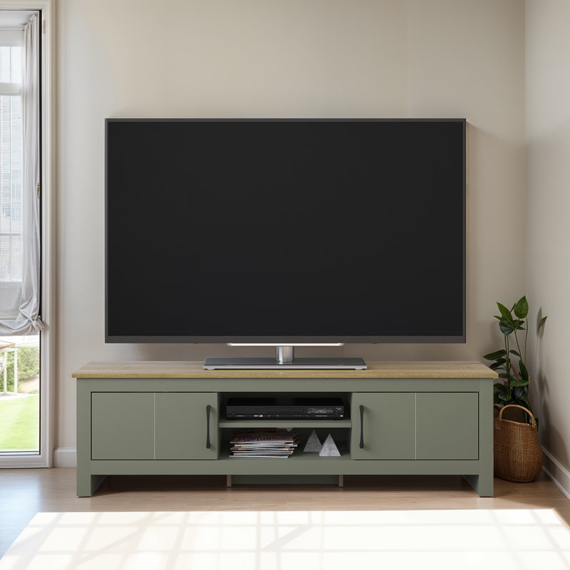 Limestone Wide 2 Door TV Stand for TVs up to 55", Kale Green