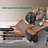 70.86" Modern Solid Wood Executive Desk with Open Storage Shelves, Large Home Office Writing Desk with Black Bookshelf Base
