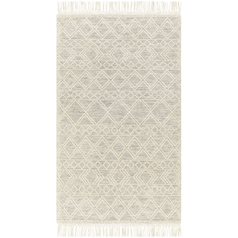 Tapis tissé à la main à motif géométrique crème / gris Barbaresi, Rond 3 pi