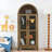 Modern Retro High Arched Storage Cabinet with Lamp & Adjustable Glass Shelves-122483425