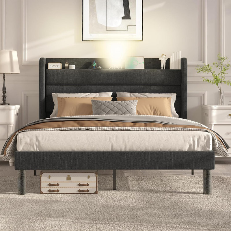 Latitude Run® Bed Frame with Charging Station, Type-C & USB Ports and LED Light, null, null