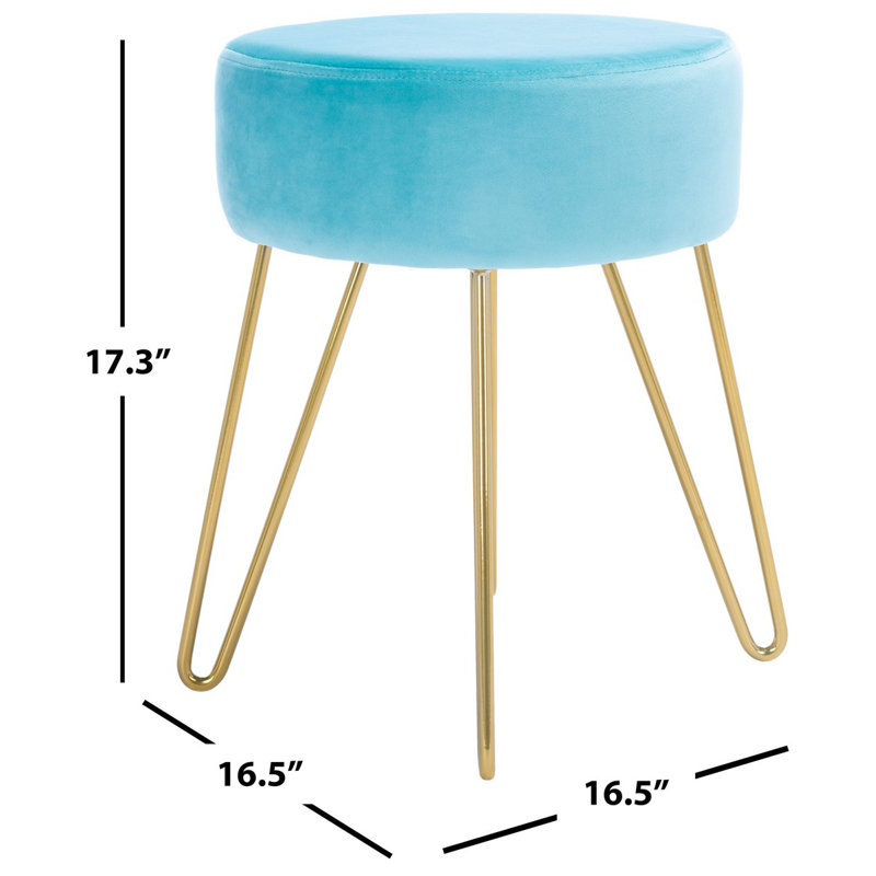 Repose-pieds rond en velours Boey 17 po, Velours turquoise