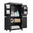 Elegant Bathroom Floor Storage Cabinet, Bathroom Storage Unit, Freestanding Cabinet With 4 Doors, Adjustable Shelves, Adaptable Shelves, Black-1094793752