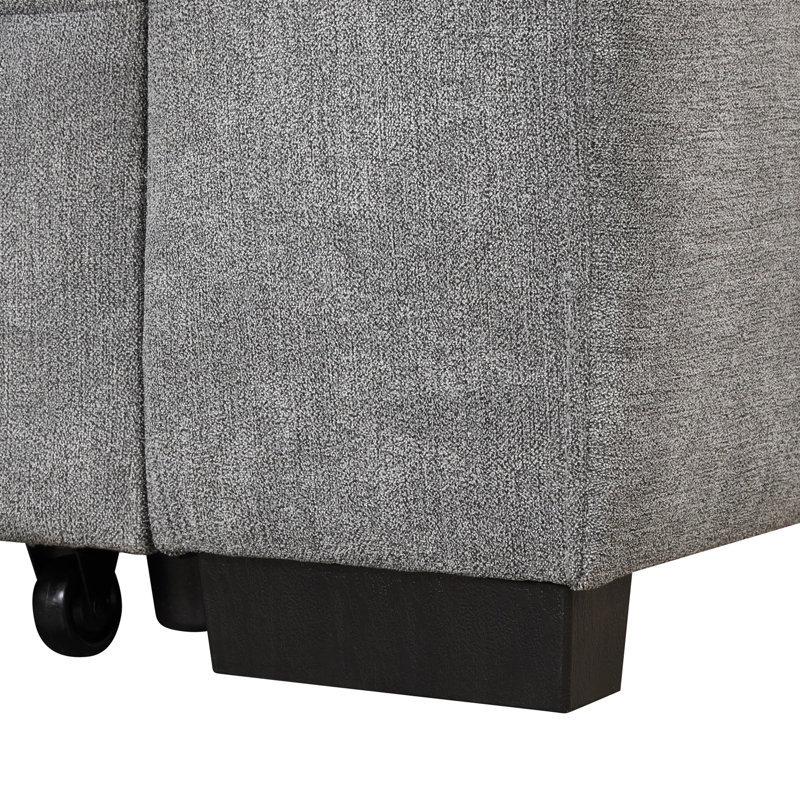 Canapé-lit polyvalent avec repose-pieds et rangement pour espaces compacts, Gris