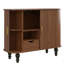 Armoire-bar cannelée de 39 po avec porte-bouteilles, porte-verres et rangement dissimulé, armoire à café moderne de style Mid-Century avec portes tambourines-130139903