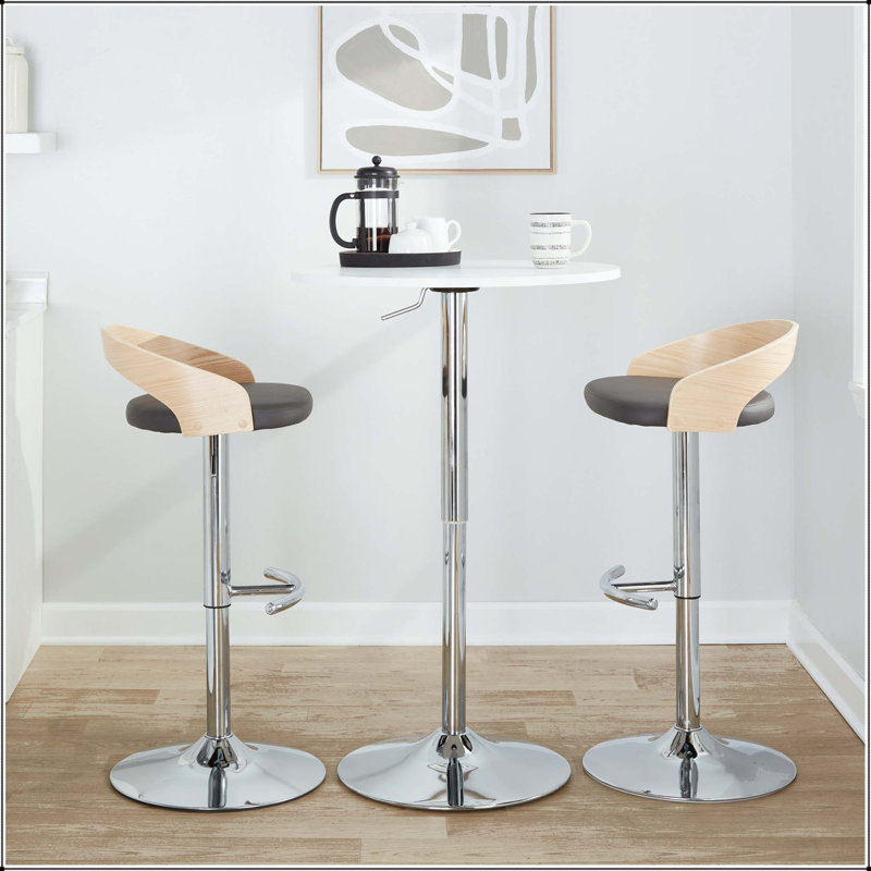 Tabouret de bar réglable avec pivot - ensemble de 3, Argent, 3