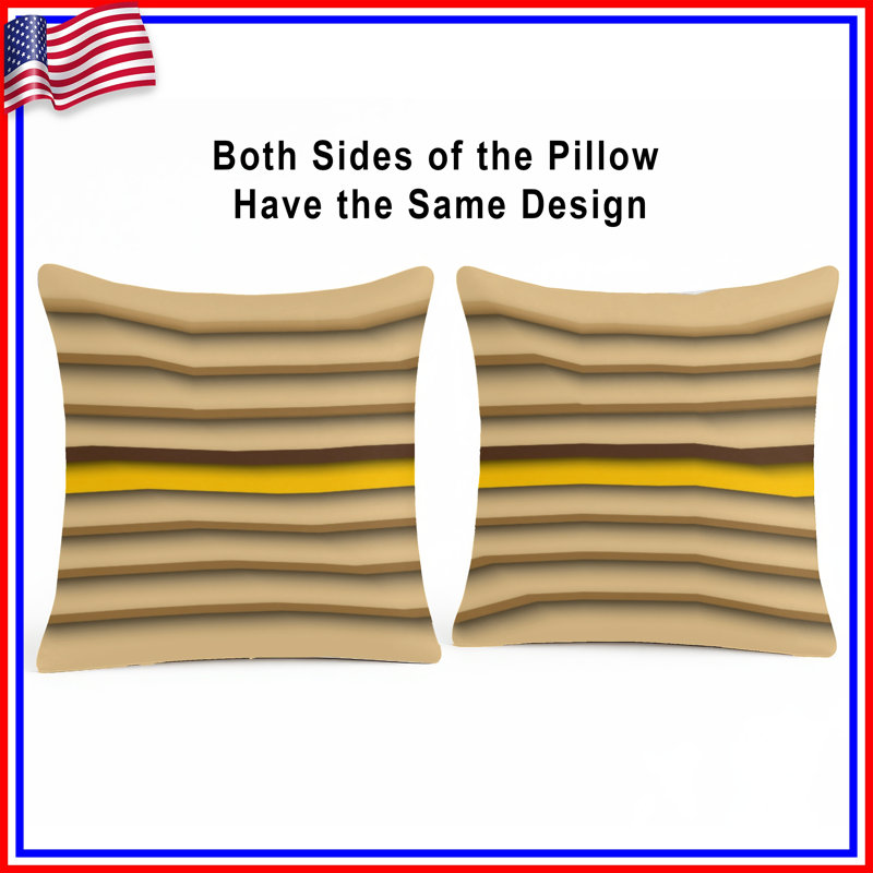 Beige Yellow Stripes Double Sided Throw Pillows, 18 x 18 inches