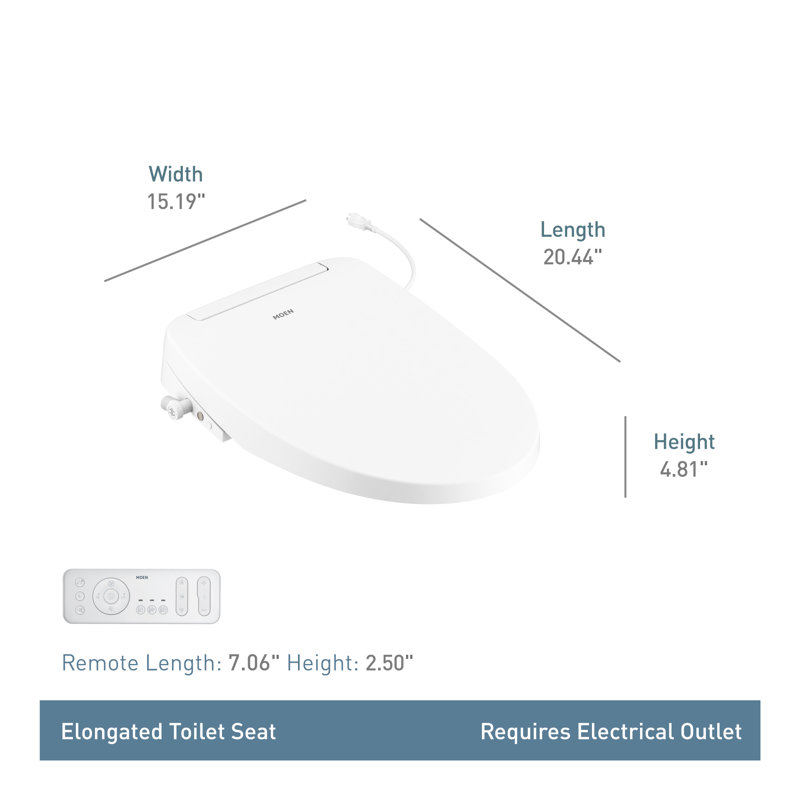3-Series Electronic Bidet Seat with Remote Control in White