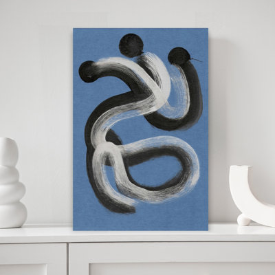 Abstract Blue Fluid Strokes Abstract Contemporary Elegant Wall Art Print 1 Piece Wrapped Canvas Wall Art