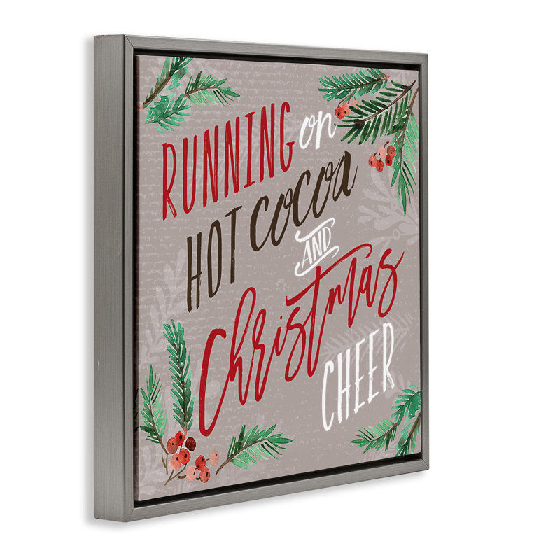 Art mural sur toile Cocoa & Christmas Cheer par Deb Strain, H 18 po x l 18 po, Cadre flottant gris lustré