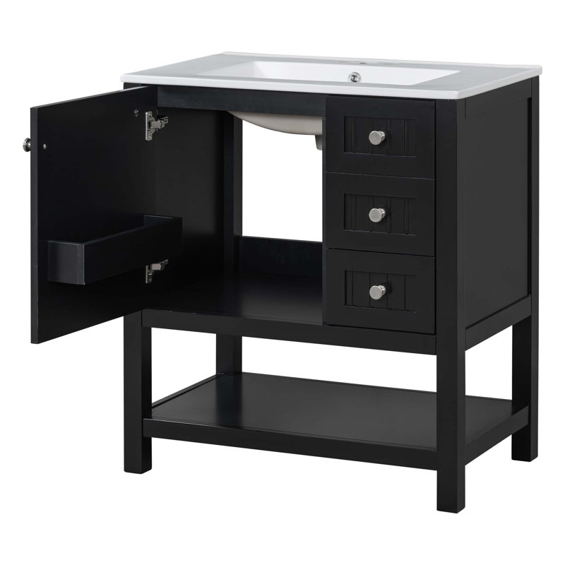 Armoire de meuble-lavabo de style transitionnel 30 po avec lavabo en céramique