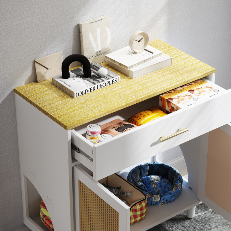 Enceinte de litière pour chat 32 "x 16" blanche avec bloc-notes