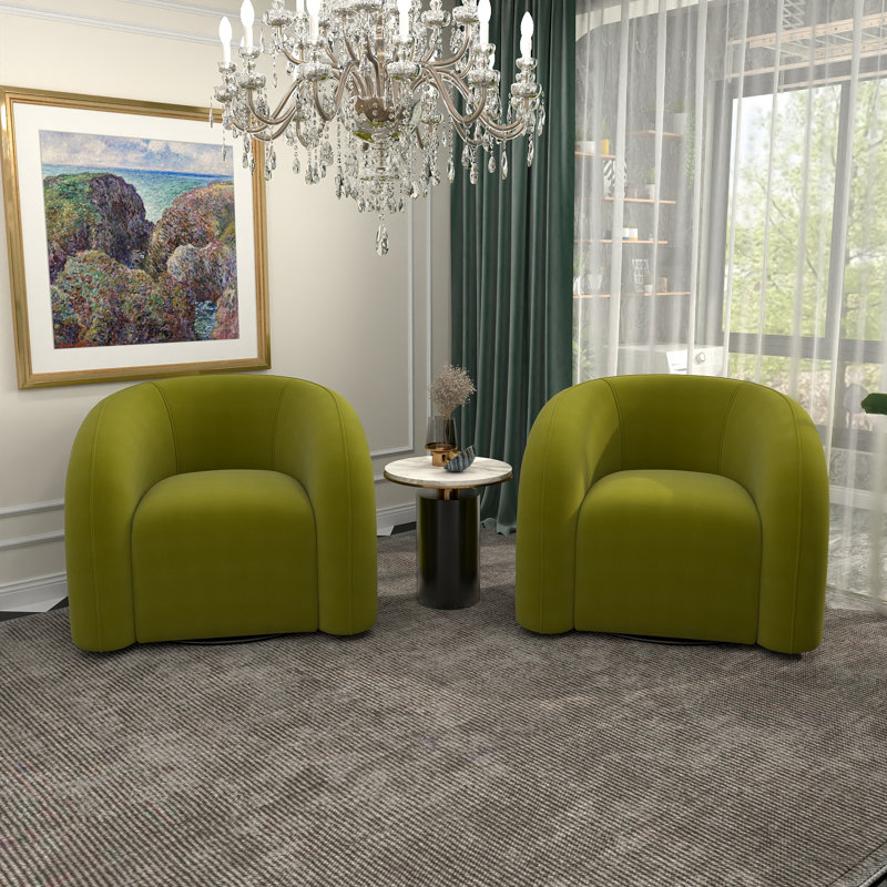Fauteuil demi-tonneau pivotant de 34,6 po Briggette, Vert
