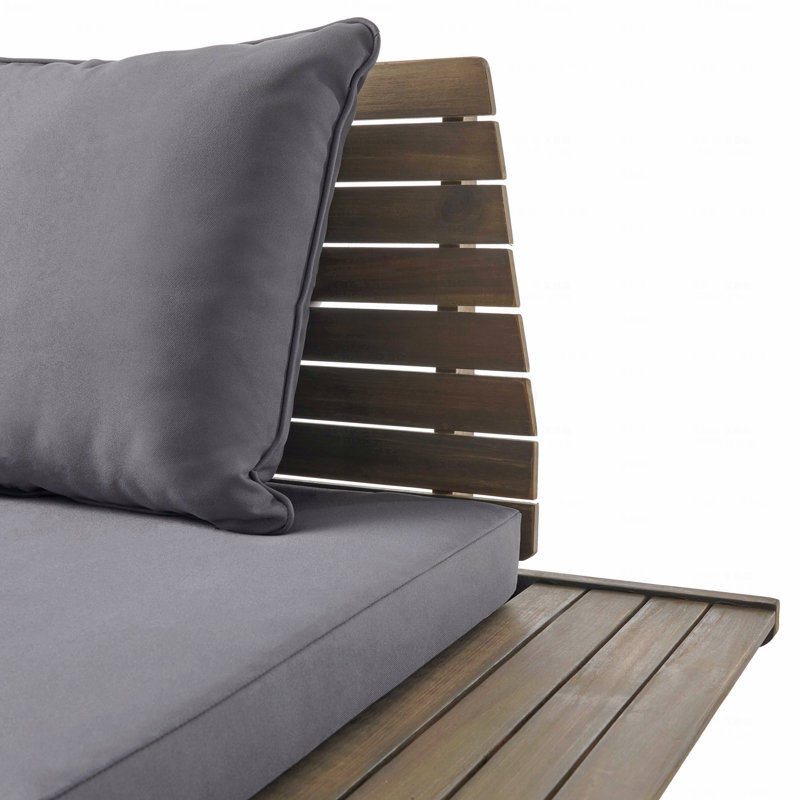 Causeuse de patio, Gray Cushion/Brown Frame