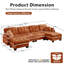 Canapé en forme de U en chenille avec 4 coussins, repose-pieds mobile à garniture pom-pom capitonnée, conception ergonomique, canapé à assise profonde facile à assembler pour le bureau du salon, appartement, orange
