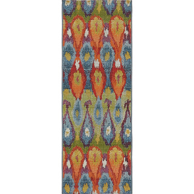 Tapis bleu intérieur / extérieur Newt Ikat