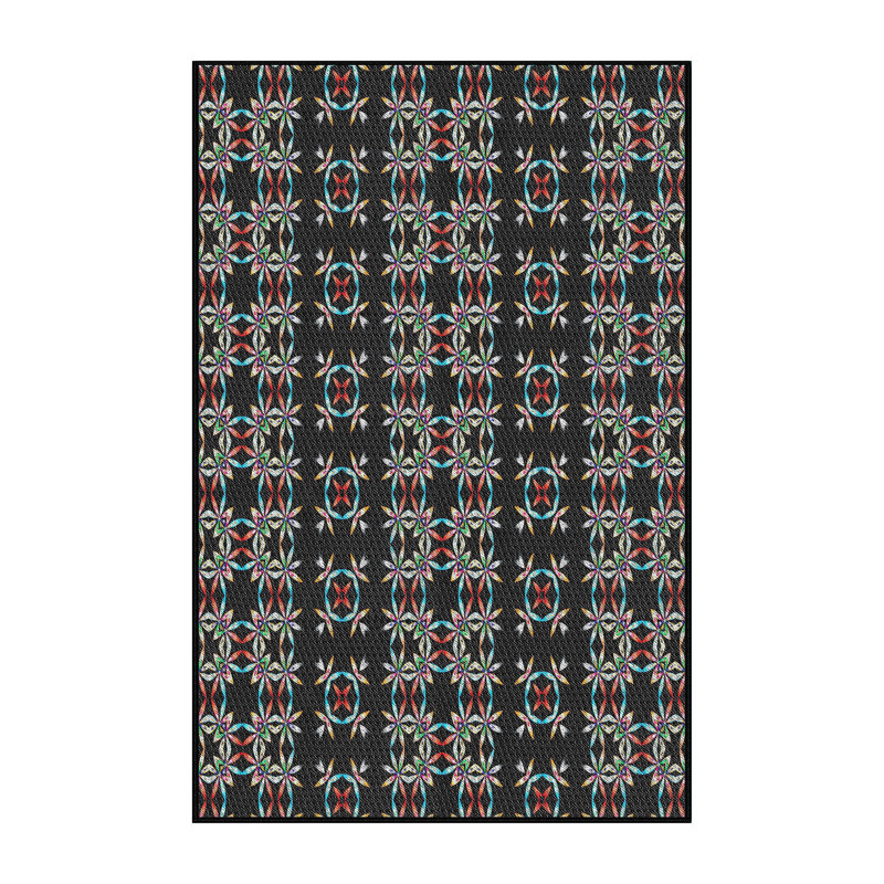 Tapis gris/noir tissé à la machine, Rectangle 7 pi x 10 pi