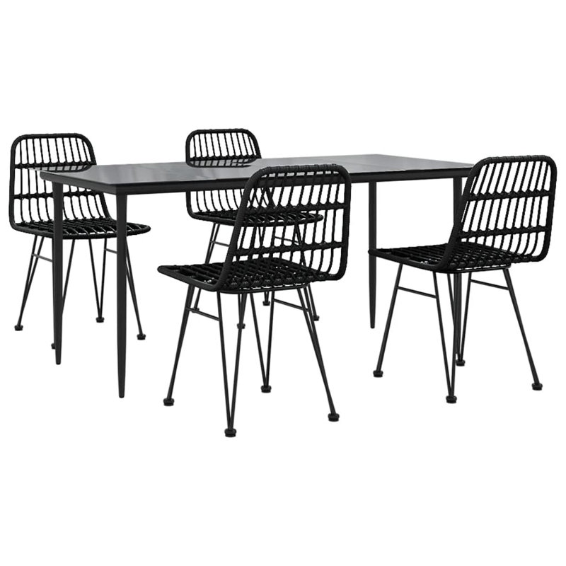 Anito 4 - Person Patio Dining Set with Rectangular Table, Black