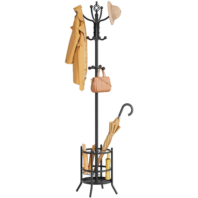 Coat Rack With Umbrella Stand, Freestanding Coat Rack With 16 Hooks