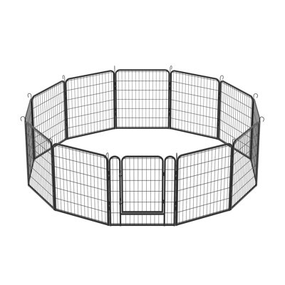 12 Panels Heavy Duty Metal Playpen with door, Dog Fence Pet Exercise Pen for Outdoor