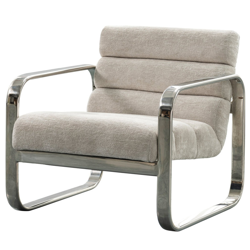 Chaise d'appoint Greyhound en chenille martelée, Chenille beige