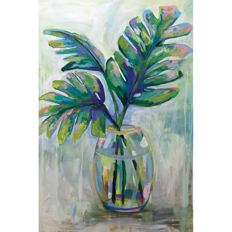 Palm Leaves II by Jeanette Vertentes - Wrapped Canvas Painting, 122cm H x 81cm W