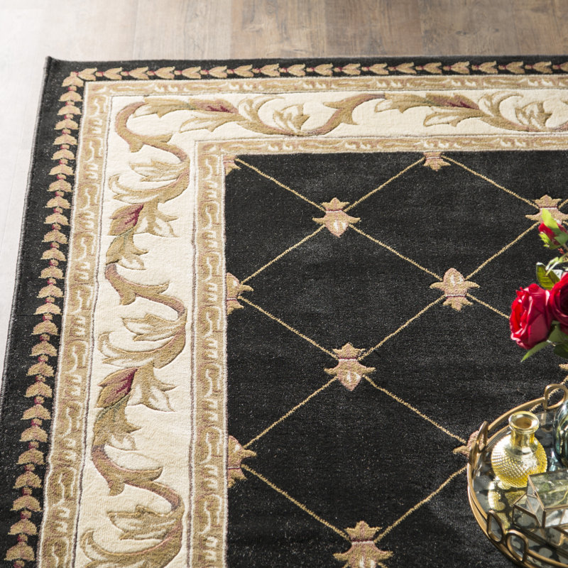 Corinthian Heirloom Traditional Black Ivory Performance Area Rug, Runner 2'2" x 7'11"